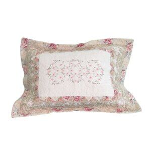 JCP Home Floral Quilted Pillow Sham Cotton Vintage Cottage Chic Decor